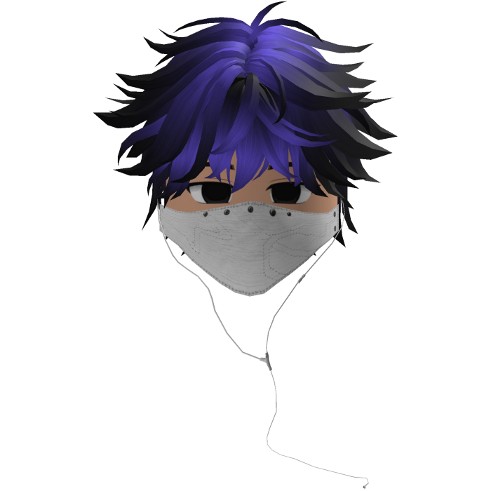 Cute Emo Boy Headphones Mask white Y2K ( purple )
