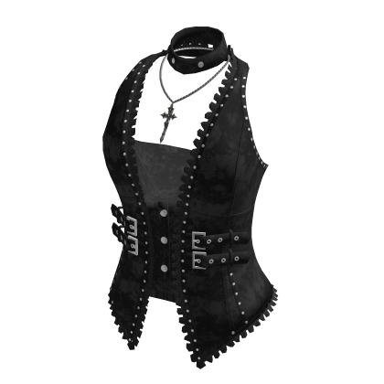 Studded Vest w/ Bandeau Top (Black)