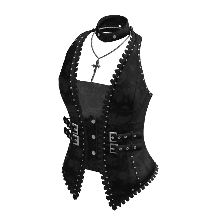 Studded Vest w/ Bandeau Top (Black)