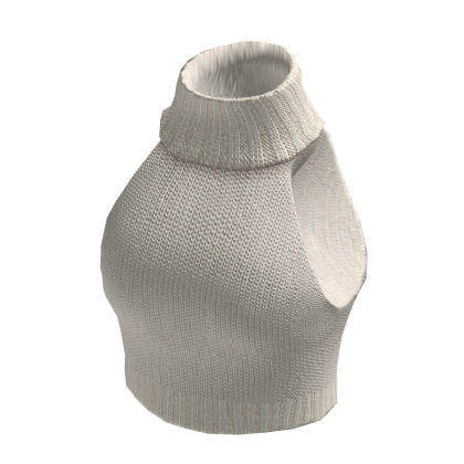 White Knit Turtle Neck Tank Crop Top thumbnail