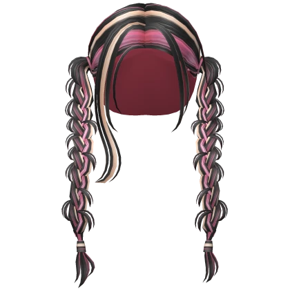 Country Girl Braids in Black Pink Streaks Roblox item thumbnail