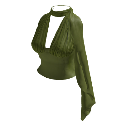 Moss Draped Satin Set Top