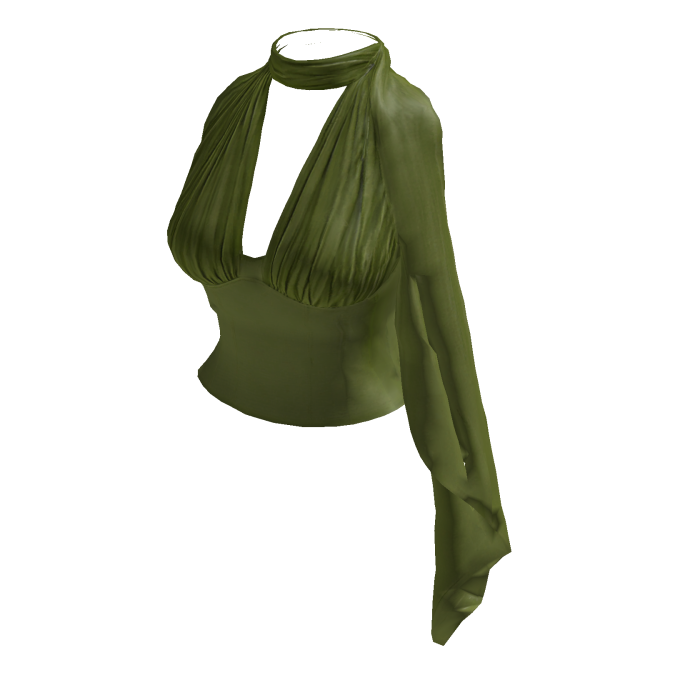 Moss Draped Satin Set Top