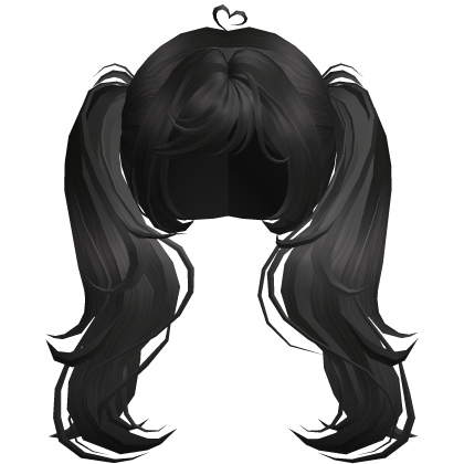 Swirly curled girly shoujo pigtails in black ♡ Roblox item