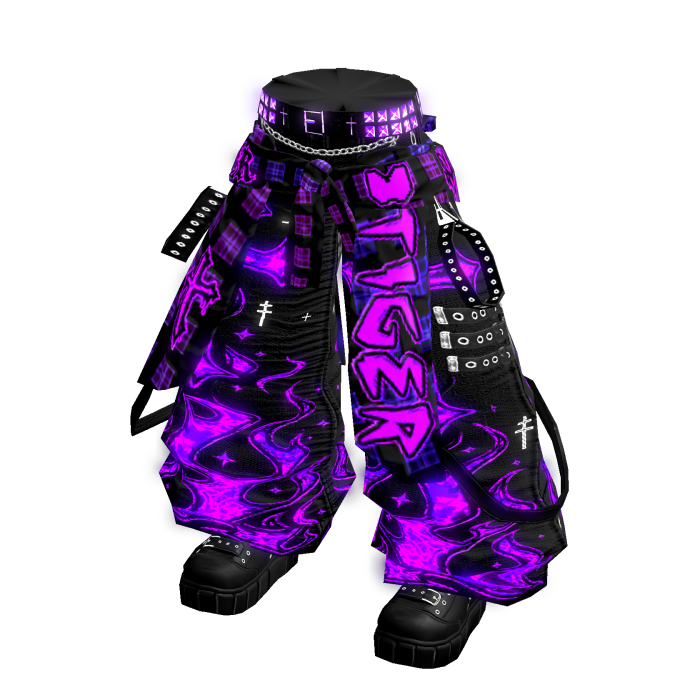 🔆 Purple and Black Cyber Baggy Jeans [Emissive]