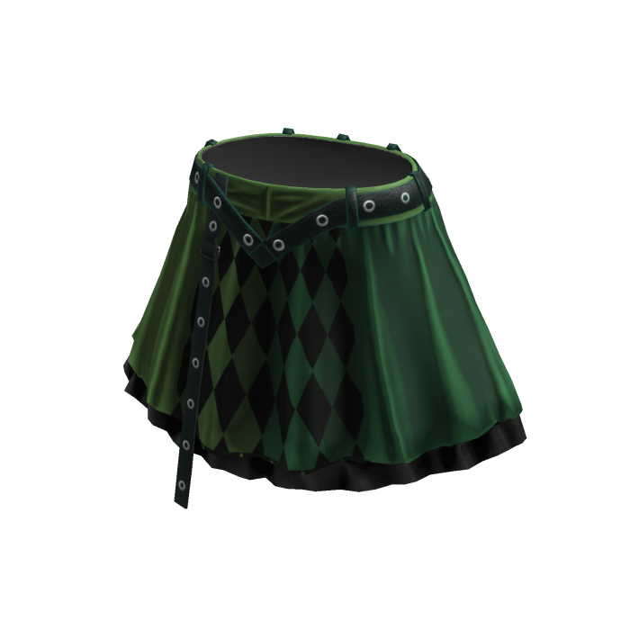 Belted Mini Skirt with Diamond Panel (Green)