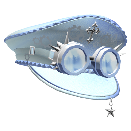 Light Blue Steampunk Captain Hat w/ Goggles Roblox item