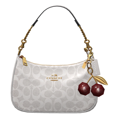 White Gold Cherry Charm Shoulder Bag by Coach