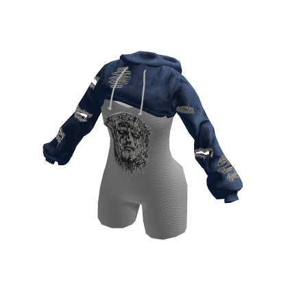 🖤Y2K Gothic Christcore Hoodie Blue🖤