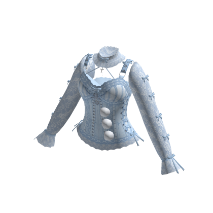 Coquette Lace Corset Top w/ Bows (Light Blue)