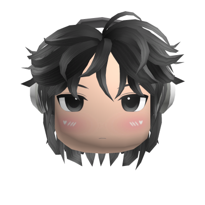 Anime Girl Face Head & Black Hair Headphones thumbnail