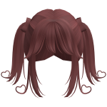 Long BrownStraight Cute Heart Pigtails Hair - RBCs