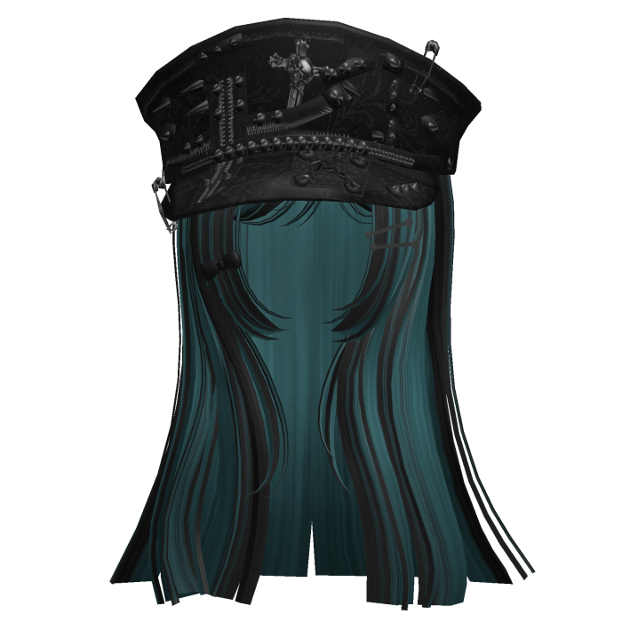 Black&Teal Captain Y2K Cap Hair