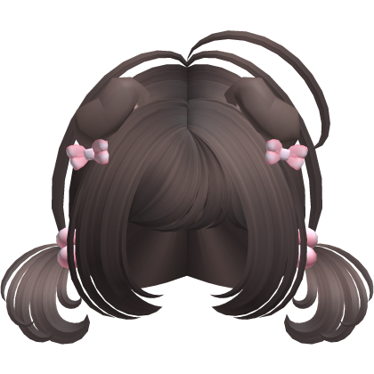 ♡ Cute dark brown short pigtails w/ puppy ears