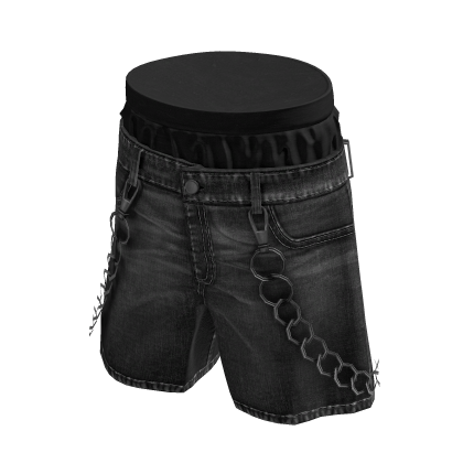 Baggy Jorts W/ Chains (Black) thumbnail
