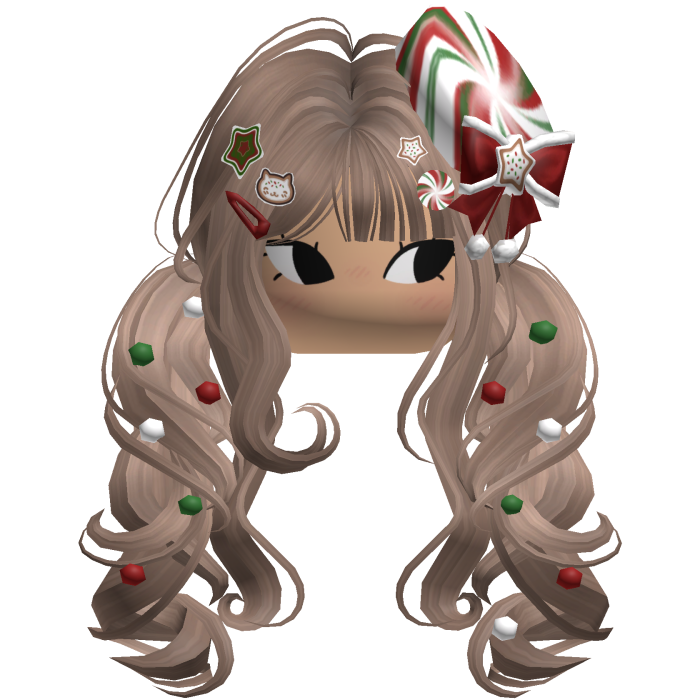 ♡ Christmas Peppermint Pigtails (Brown)