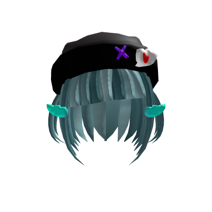 Roblox Anime Girl Avatar | Black Y2K Beanie & Blue