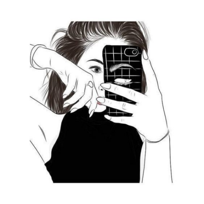 Black & White Drawing: Summer Selfie Roblox decal