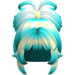 Cute bow hair w/ bang (Teal&white)