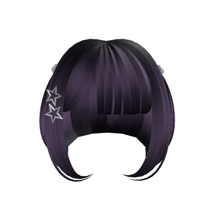 Cute Short Hair w Stars (Purple) Roblox item