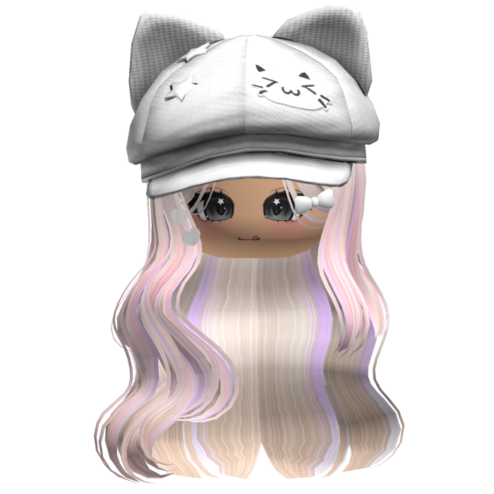 Colorful Beige Kitty Ears Cap Wavy Hair