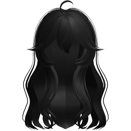black long wavy wispy cute shoujo hair