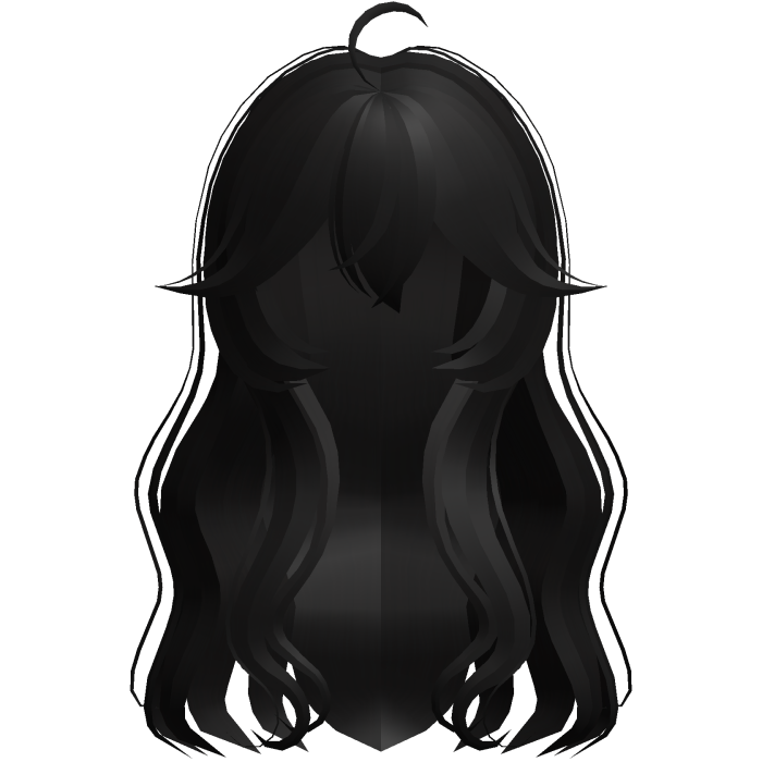 black long wavy wispy cute shoujo hair