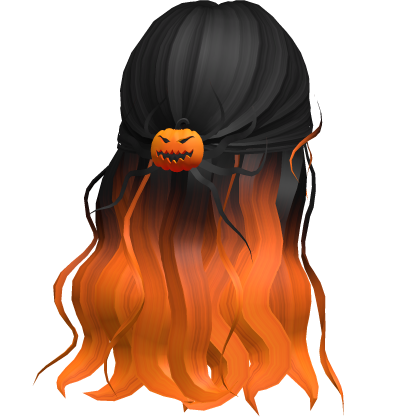 Halloween Black & Orange Wavy Hair w/ Ponytail Roblox item