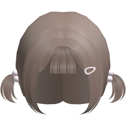 ♡ ⋮ cute low pigtails w/ pink hairclip in brown Roblox item
