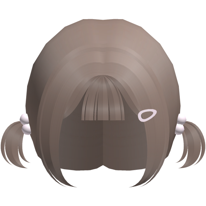♡ ⋮ cute low pigtails w/ pink hairclip in brown