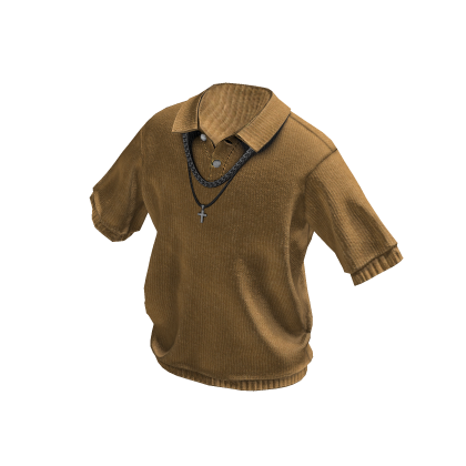 Buttoned Up Shirt W/ Chains (Orange) thumbnail