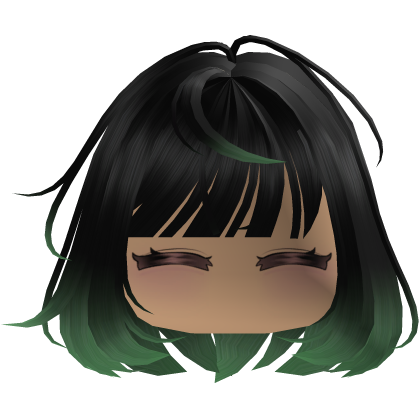 Cute emo y2k hair fluffy (black green)