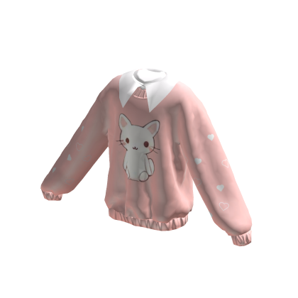 Cute Cat Collared Pink Sweater thumbnail