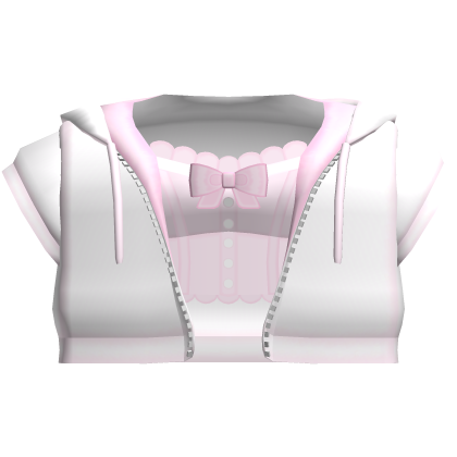 cute bunny zip up hoodie in white and pink