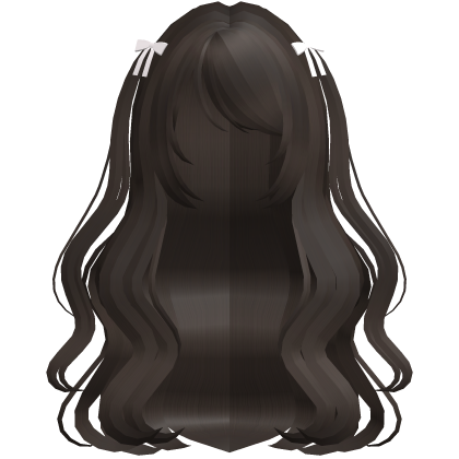 Wavy Dark Brown Long Hair W Delicate Ribbons Roblox item