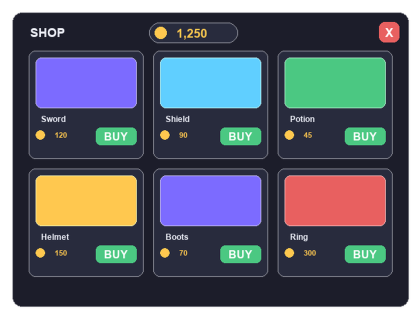 GUI Pack UI Kit Buttons Frames Shop Inventory preview 3