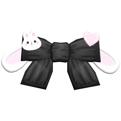 っ˕ -｡ : adorable bunny bow in black & white Roblox item