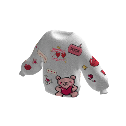 ARCHIVE - Pixelated Heart Sweater ( White ) thumbnail