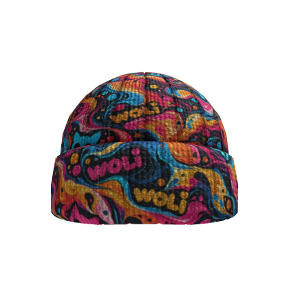 Blue Orange Pink Abstract Trippy Beanie