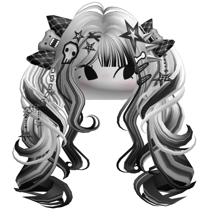 ♡ Scene Fluffy Gyaru Pigtails (White & Black)