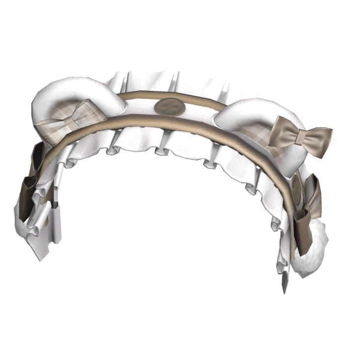 Kawaii Cute Bear Headband w Ruffles White Brown