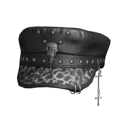 Y2k Gyaru Fashion Leopard Cross Charm Punk hat | Roblox Item