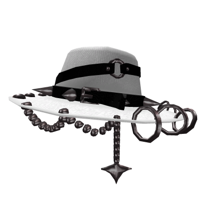White Wide Brim Pierced Goth Hat Roblox item