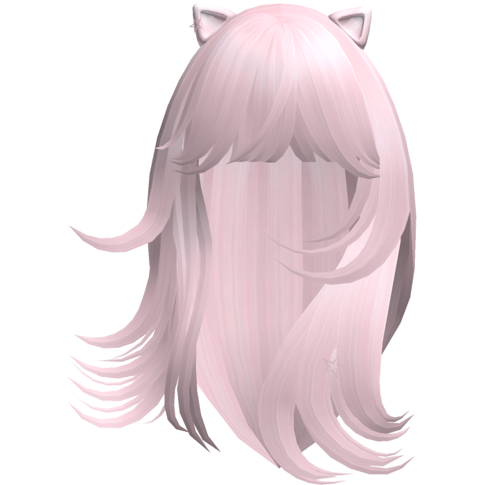 Wispy Flowy Cat Ears Hair (Pink)