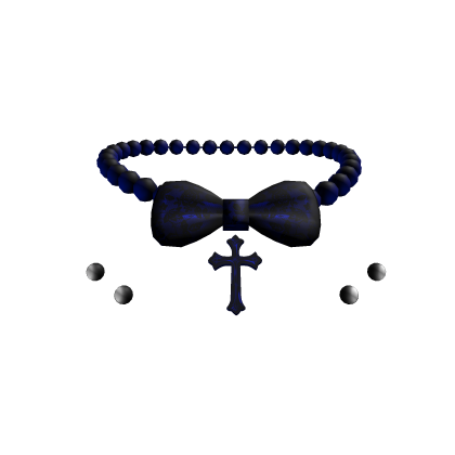 Blue Gothic Lace Bow Cross Choker w/ Piercing