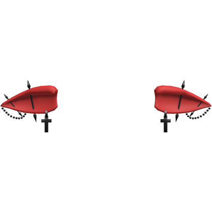 Gothic Vampire Elf Ears w/Cross Piercings - Red