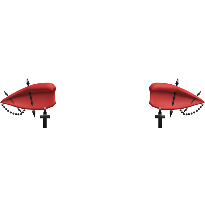 Gothic Vampire Elf Ears w/Cross Piercings - Red