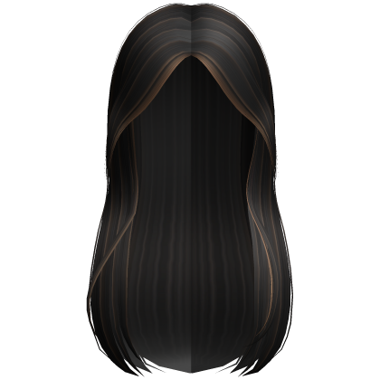 Black Straight Hair w/ Curtain Bangs w/ Highlights