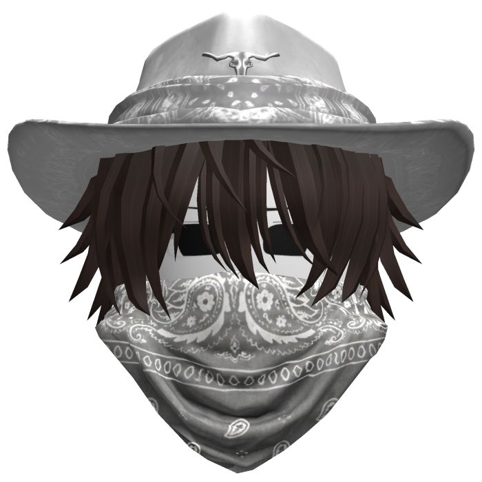 White Cowboy Hat with Mask + Neck Scarf