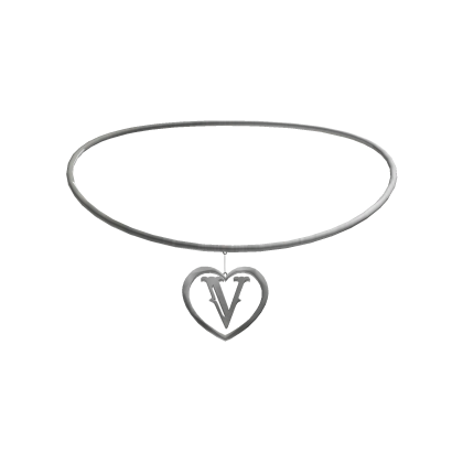 3.0 Initial Silver Heart Necklace: V